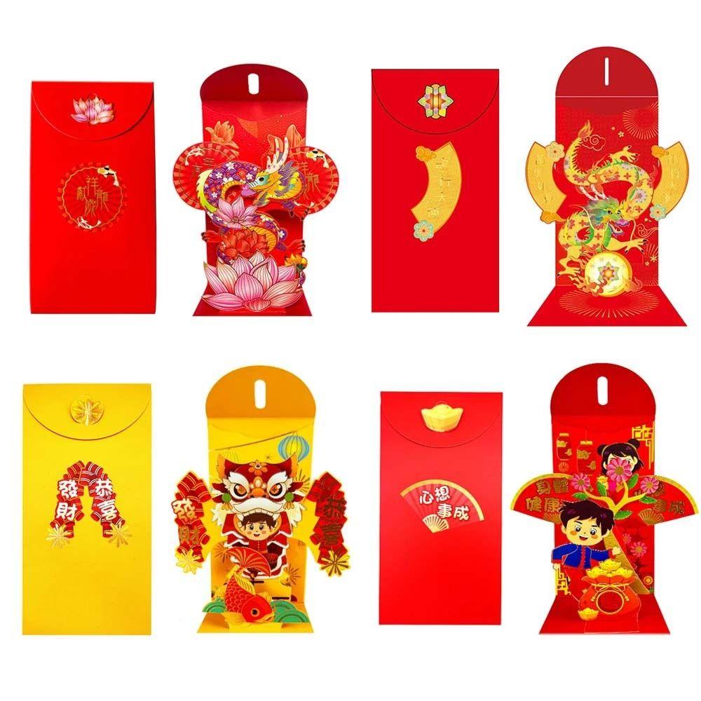 Shanhai Bao Lì Xì Đỏ Trung Hoa 2024 Họa Tiết Rồng Trung Hoa 3d Trang Trí Tiệc Cưới / Lễ Hội Mùa Xuân