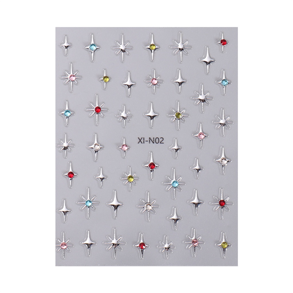 ♕ Nail Art Ba Chiều Nhãn Dán Móng Tay Ngôi Sao Bạc Kim Cương Đầy Màu Sắc Hình Ngôi Sao Hình Trái Tim Dính Dán Mùa Thu Đông Trang Trí Móng Tay Dụng Cụ Làm Móng Tay Cho Tiệm Nail NỘI THẤT