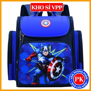 Balo dáng hộp cho bé trai,cặp siêu nhân cho học sinh tiểu học in hình người nhện batman E105