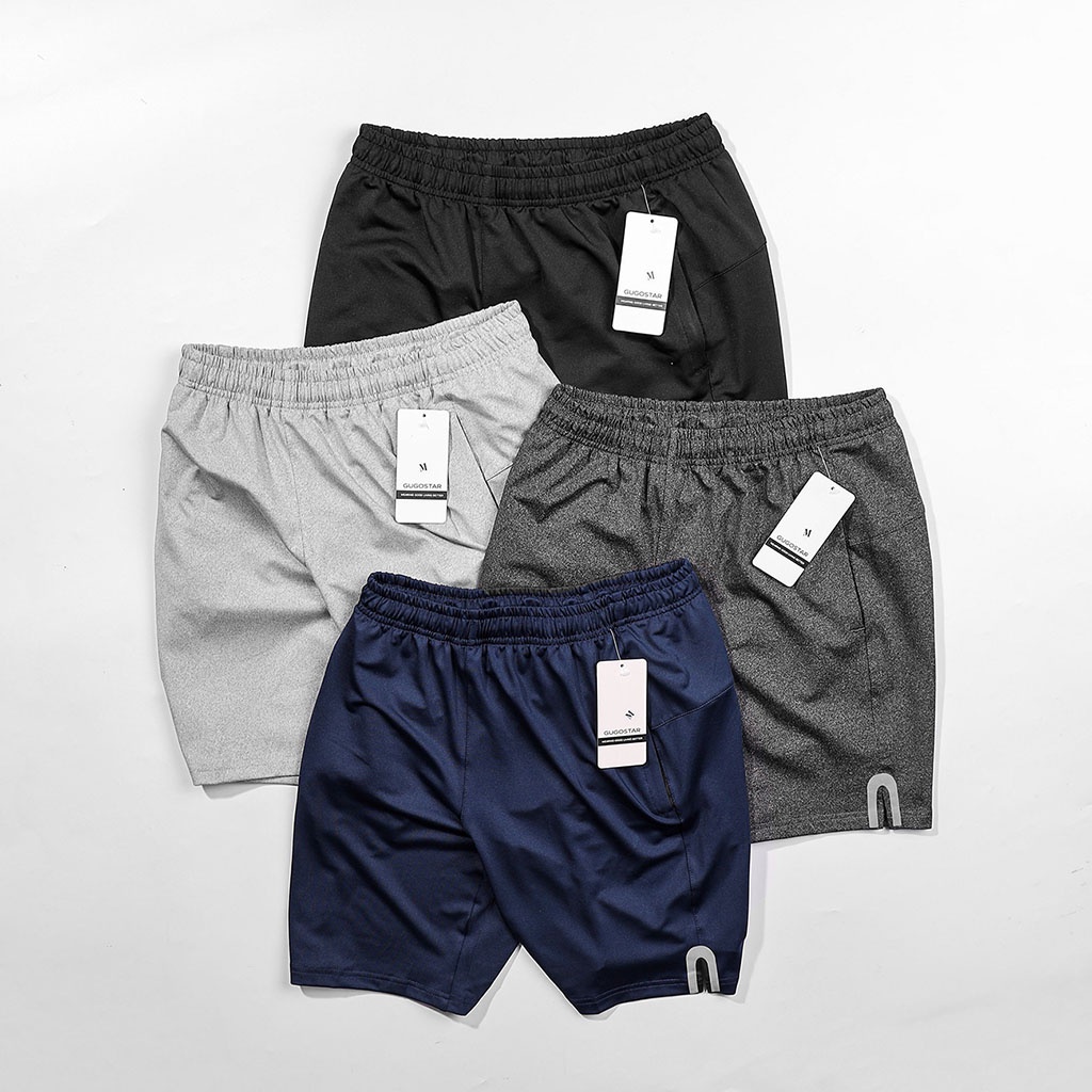 Quần Short Nam Thể Thao Xẻ OVAL G48 Gugostar, 3 Túi Khóa Kéo, Co Giãn 4 Chiều
