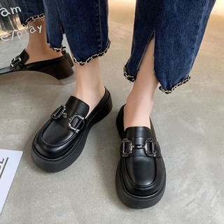 Giày Sục Nữ Da Mềm Phối Xích Đế Cao 5cm