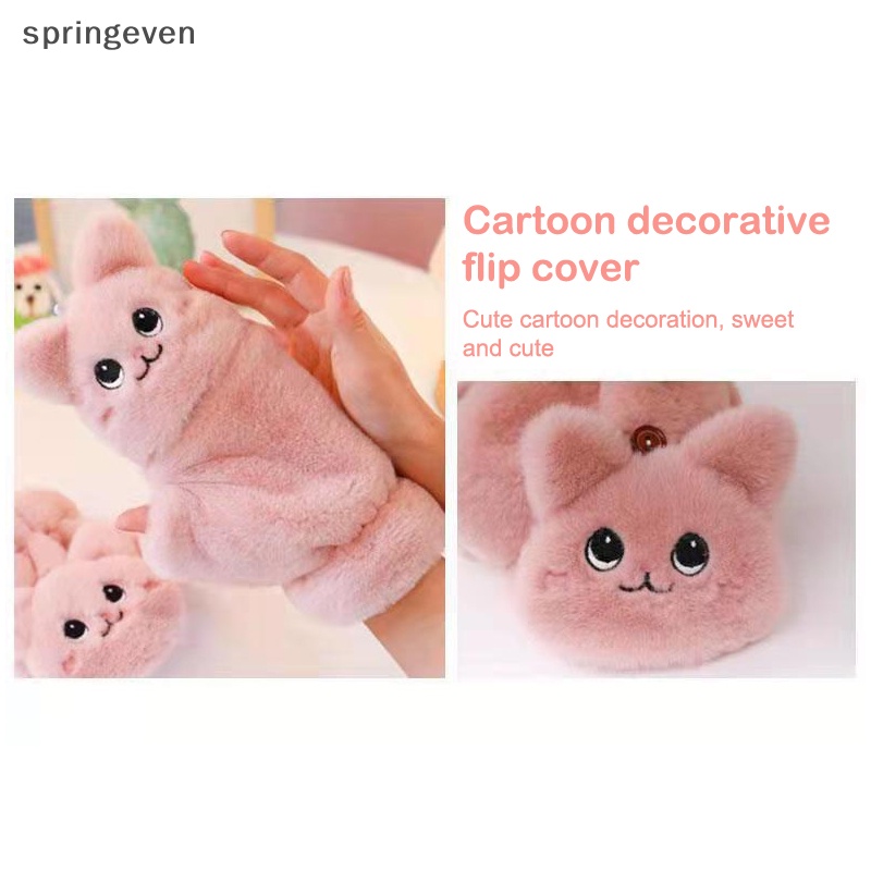 Găng Tay Lông Thỏ Mềm Mại Dày Dặn Ấm Áp Không Ngón Tay Nửa Ngón Dễ Thương Cho Nữ