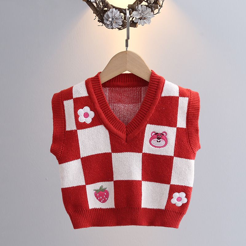 Áo sweater Dệt Kim Không Tay Dáng Rộng Thời Trang Thu Đông Cho Bé Gái