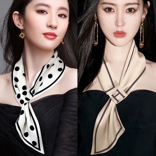 Khăn Choàng Cổ Vải Lụa satin Thắt Nơ Cho Nữ