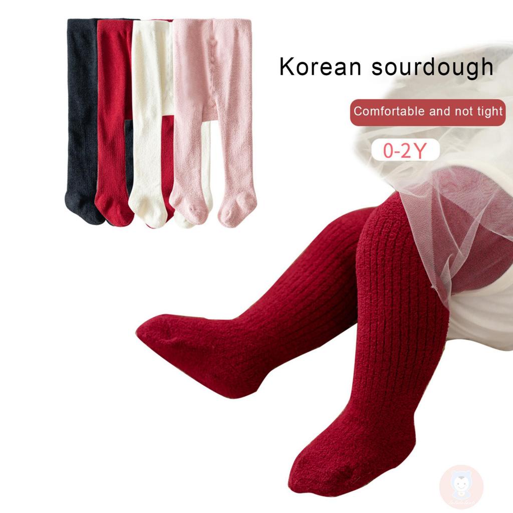 Laa6-quần Tất Mỏng Lưng Thun Màu Trơn Cho Bé Gái