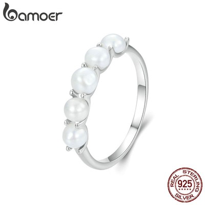 Bamoer Nhẫn Bạc 925 Đính Ngọc Trai Nhân Tạo Thời Trang