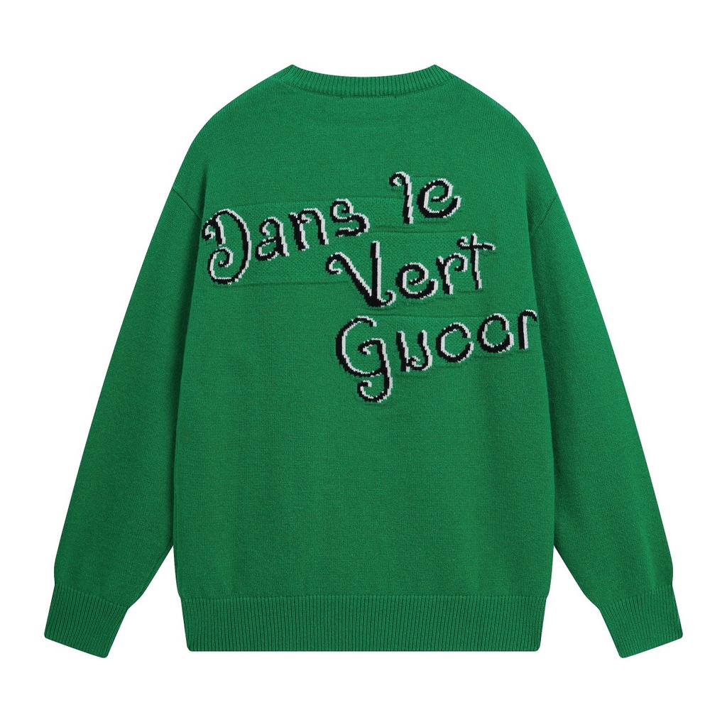 Áo Hoodie Dệt Kim Màu Xanh Lá Cây Thiết Kế Thương Hiệu gg 23ss Phong Cách Thể Thao Đường Phố Sang Trọng Dành Cho