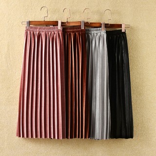 Chân váy dài xếp ly kiểu retro thời trang mùa đông cho bé gái