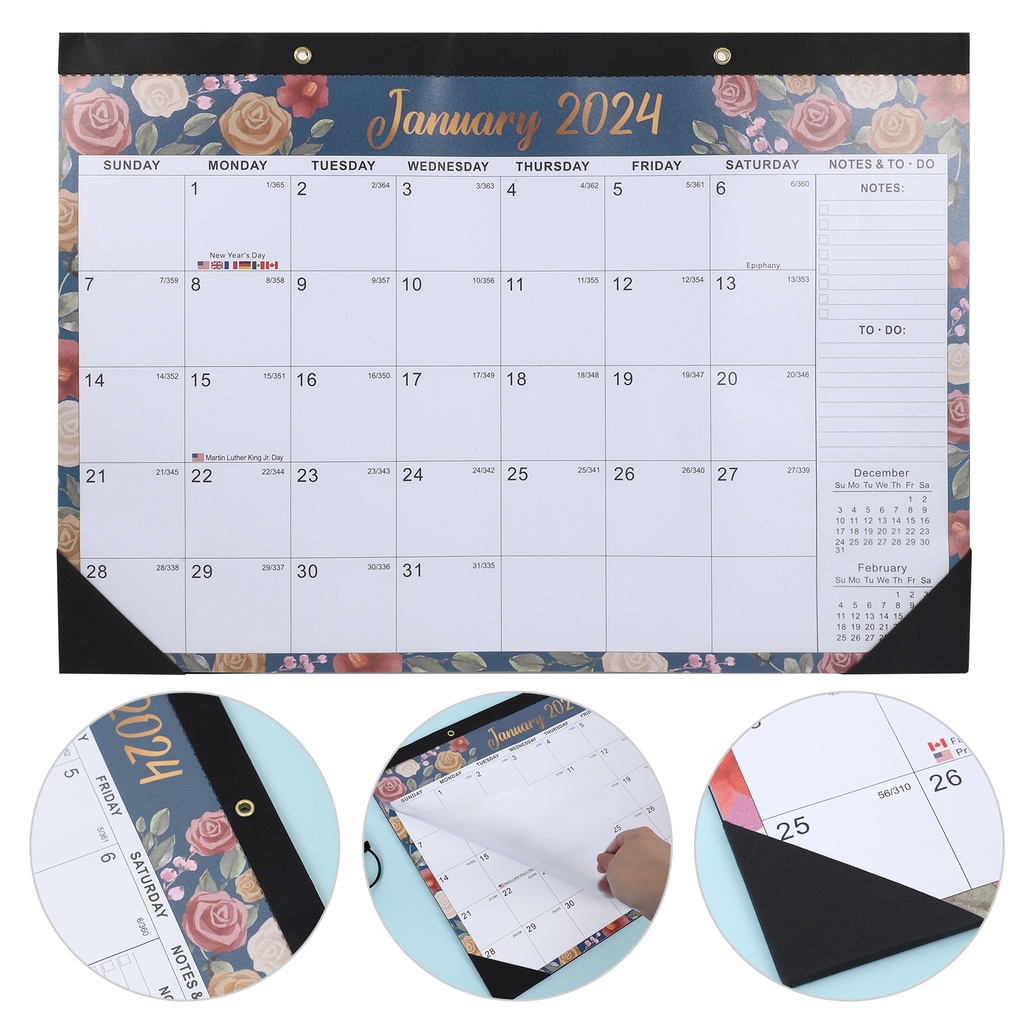 Lịch Để Bàn jan 2024 - dec 2024, 12 Tháng Để Bàn Kích Thước 17 "x 12"