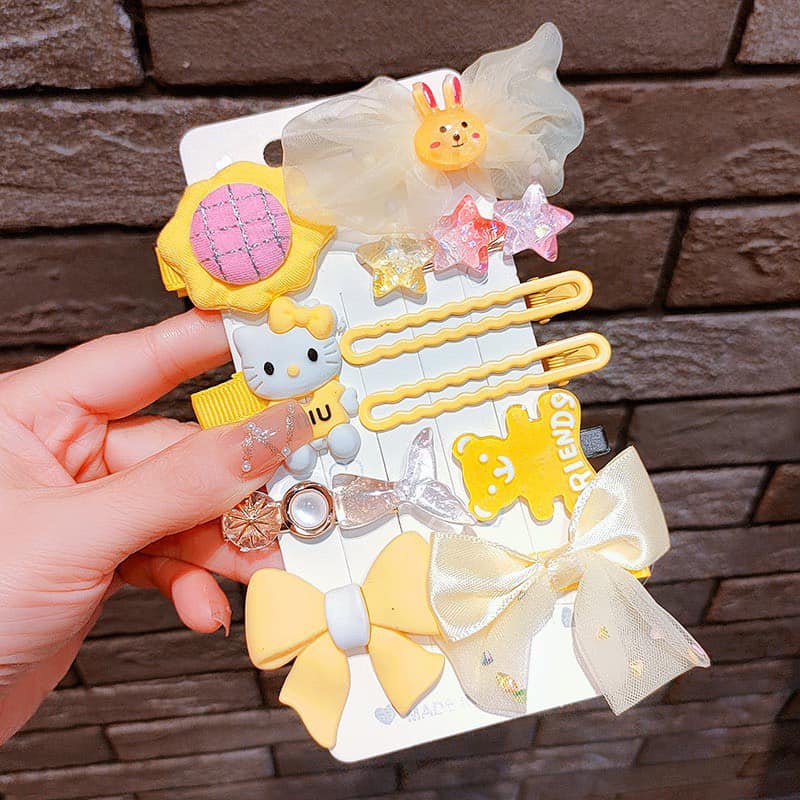 Set 10 kẹp tóc họa tiết hoạt hình đáng yêu gấu Kitty cho bé gái