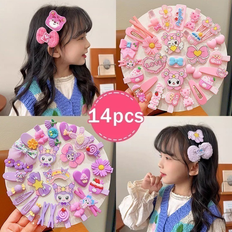 Set 14 Kẹp Tóc Dễ Thương Ngọt Ngào Cho Bé Gái