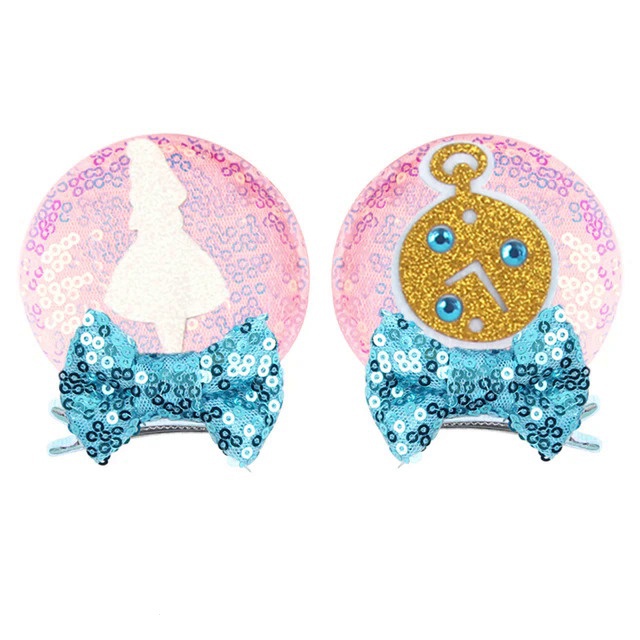 DISNEY Dễ Thương Kẹp Tóc Hình Tai Chuột minnie Đính Kim Tuyến Lấp Lánh Cho Bé Gái