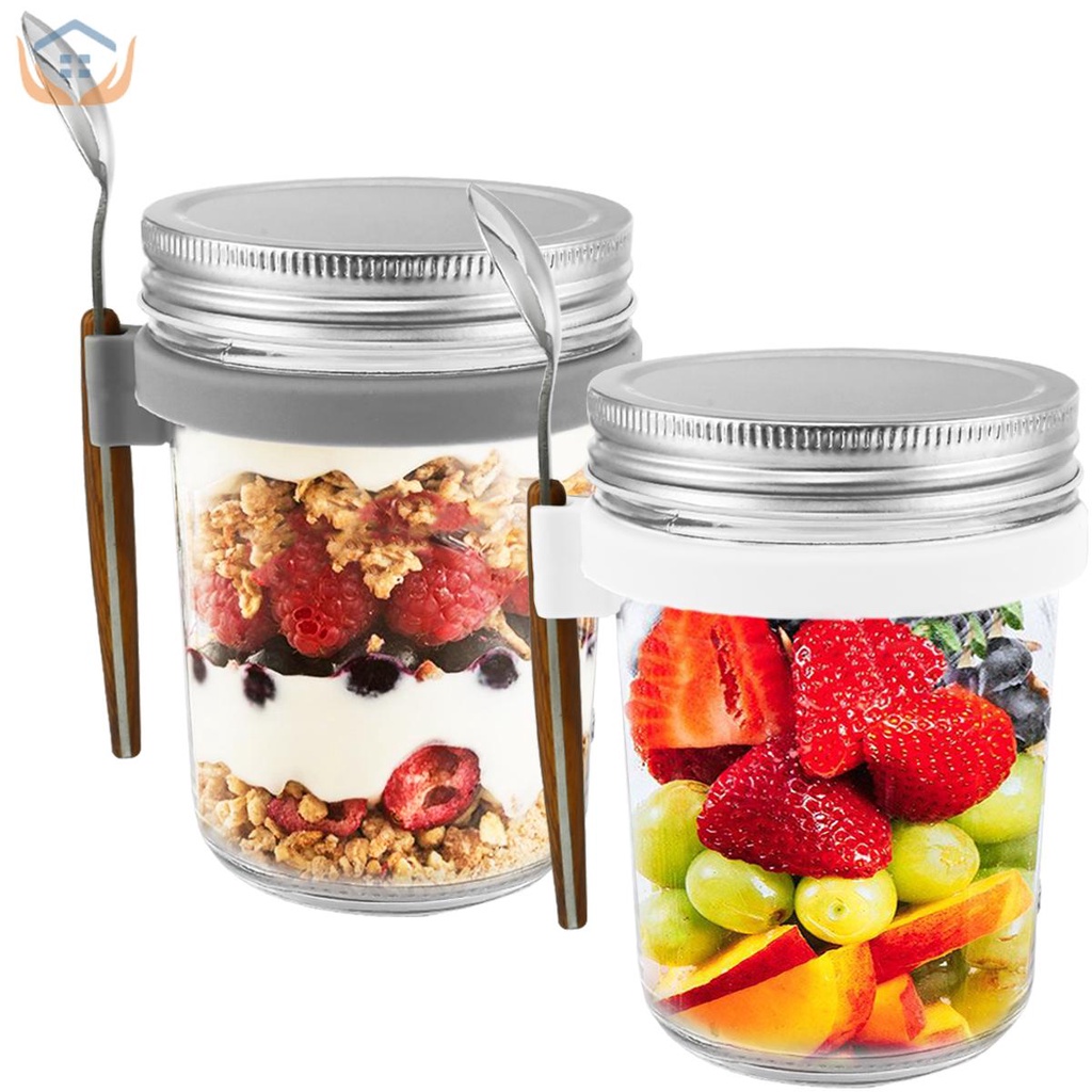 Bộ 2 Hộp Đựng Tương Thích 10oz Kín Khí Có Nắp Và Muỗng Cho Bữa Sáng shoptkc2419