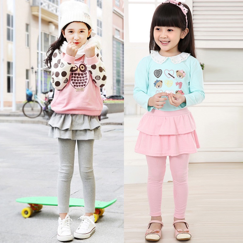 Quần Legging cotton Giả Váy Thời Trang Thu Đông Cho Bé Gái 3-11 Tuổi