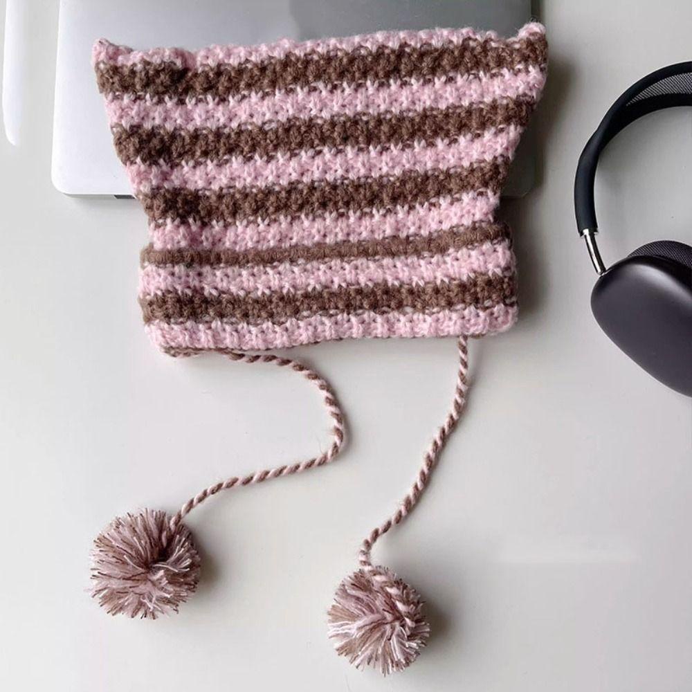 Mũ Len beanie Đính Quả Bông Dễ Thương y2k