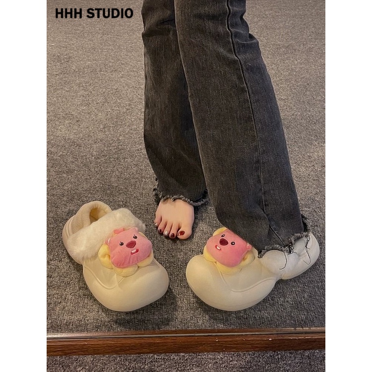 HHH  Dép bông Dép Lông đi trong nhà ĐẾ CAO SU Chất lượng cao Đế êm Đế chống trơn trượt Thoải mái FMR23B0OF1 46Z231117