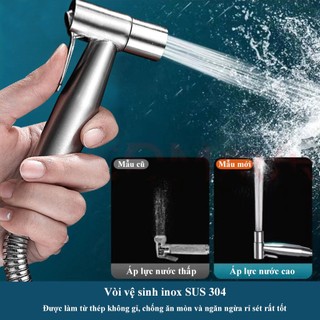Vòi xịt vệ sinh inox 304 cao cấp và dây xịt inox 304 và cài vòi xịt