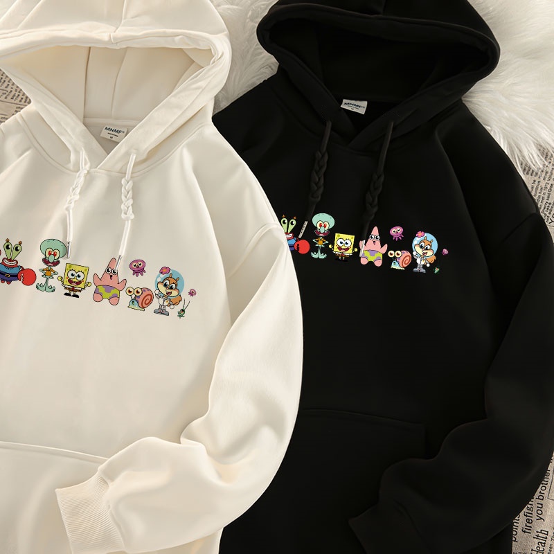 Áo hoodie Tay Dài Oversize In Họa Tiết Hoạt Hình spongebob Phong Cách Nhật Bản Dễ Thương Thời Trang Mùa Thu Cho Nữ