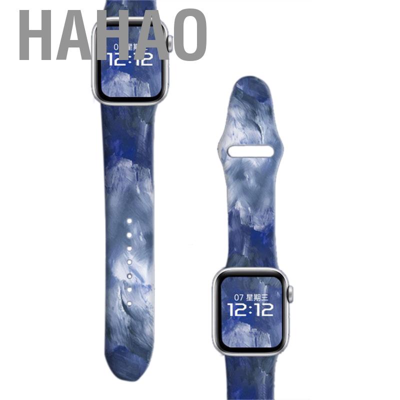 Hahao Floral Printed Smartwatch Band Replacement Soft Silicone Sport Watch Strap for Iwatch 7 Series