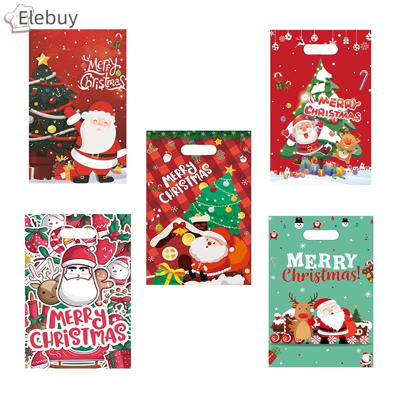 Bộ 10 / 50 túi đựng bánh kẹo ELEBUY trang trí Giáng Sinh năm