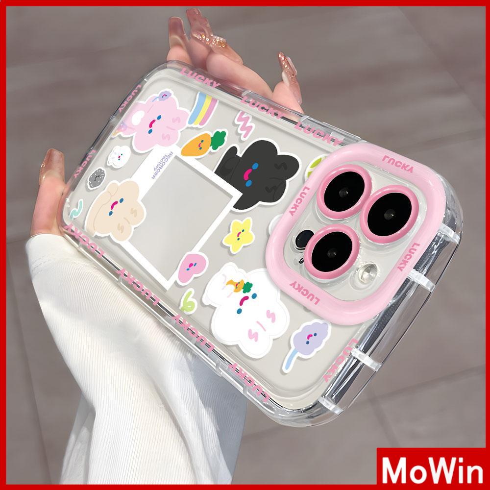 Mowin - Ốp lưng Ốp điện thoại Ốp iphone 15 pro max Vỏ iPhone Sáng bóng trong suốt Túi khí chống sốc TPU mềm Thỏ đen trắng dễ thương Tương thích với iPhone 14 Pro max 13 Pro max 12 11 XR XS 8Plus
