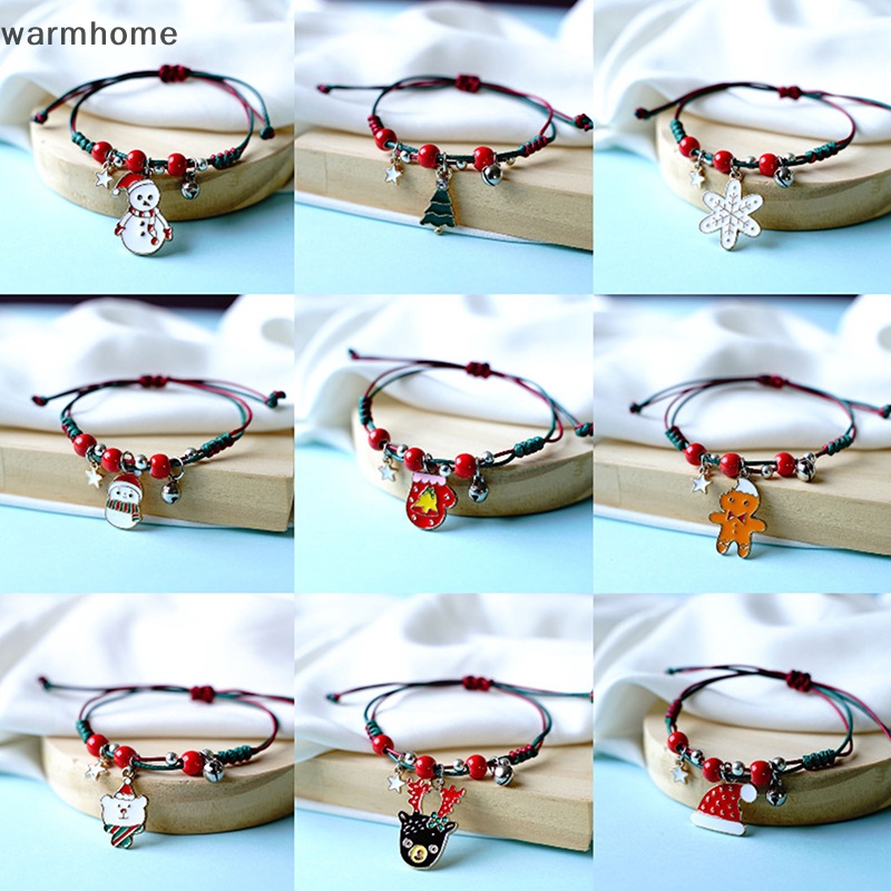 Vòng Đeo Tay Dây Bện Mặt Ông Già Noel / Quả Chuông Giáng Sinh Thích Hợp Làm Quà Tặng Cho Cặp Đôi rft