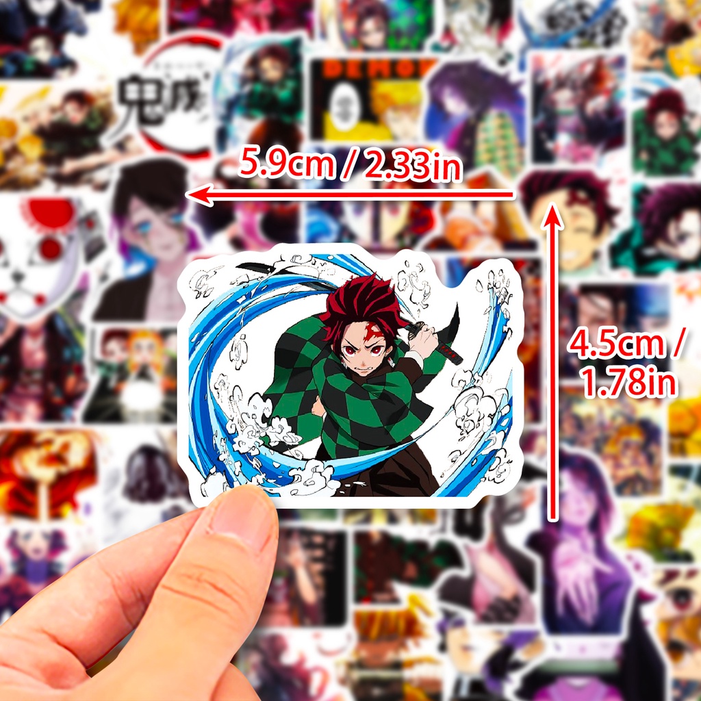 Bộ 50 Đề Can Dán Trang Trí Mũ Bảo Hiểm / Bút Chì Hình anime demon slayer kimetsu no yaiba tanjirou