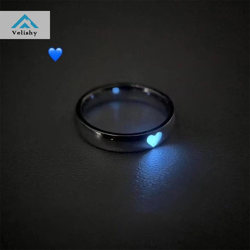 Velishy Nhẫn Phát Sáng Trong Bóng Tối Hình Trái Tim Có Thể Điều Chỉnh Cho Cặp Đôi