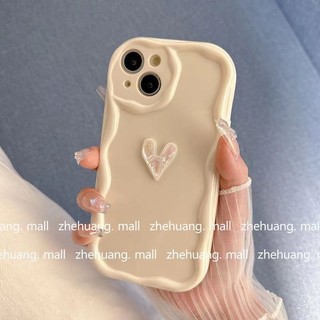 Phù Hợp Ốp Điện Thoại Xếp Ly Màu Kem Đơn Giản Có Vòng Tay Cho iphone 11 12 pro max x xr xs max se 7 plus 8 plus 13 pro max 14 pro max