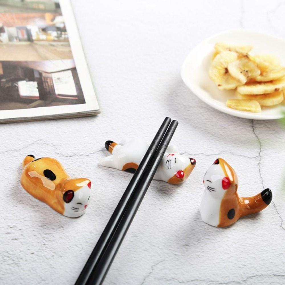 Giá Đỡ Bút / Muỗng / Nĩa Bằng Sứ Hình Chú Mèo Độc Đáo Trang Trí Bàn Làm Việc