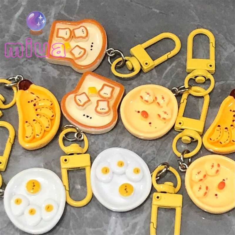 Miua🔮Móc Khóa Trang Trí Ba Lô / Túi Xách Hình Bánh Mì Trứng / Chuối Hoạt Hình Sáng Tạo Dễ Thương