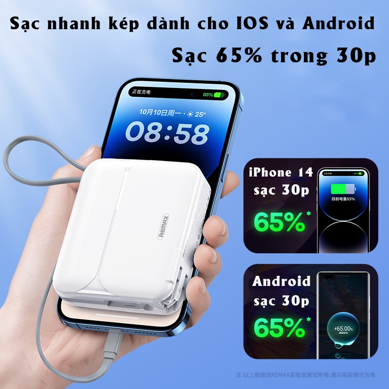 Sạc dự phòng chính hãng Remax RPP-553 dung lượng 20000mAh, cốc sạc kiêm sạc dự phòng siêu nhanh 27W đa năng tiện dụng