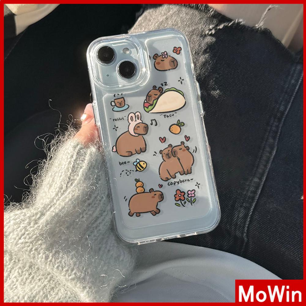 Mowin - Ốp lưng Ốp điện thoại Ốp iphone 15 pro max iPhone Case Clear Case TPU Soft Case Mạ điện Nút chống sốc Capybara lười biếng dễ thương Tương thích với iPhone 14 Pro max 13 12 11 XR XS 7Plus 8Plus