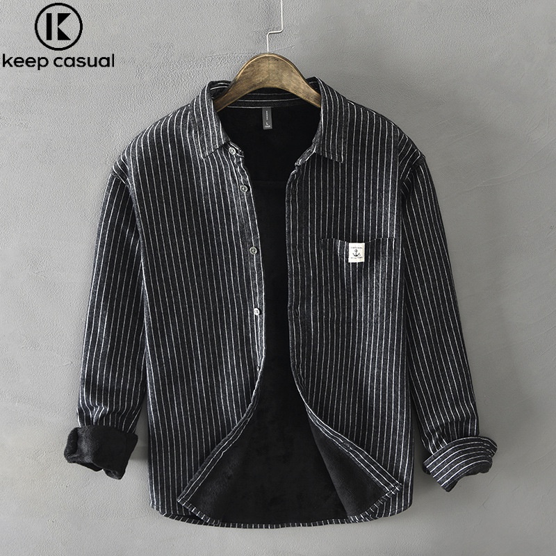 Áo Khoác Sơ Mi cotton Kẻ Sọc Thời Trang Thường Ngày Cho Nam