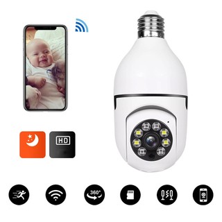 Camera giám sát không dây wifi kiêm bóng đèn xoay 360 độ, góc nhìn cực rộng Corisu E27 có hồng ngoại quan sát đêm