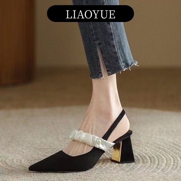 LIAOYUE Giày cao gót B25G0737Z230910 mũi nhọn phối đính đá thời trang 2023 cá tính