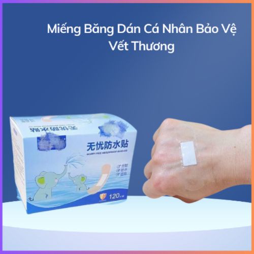 Hộp 120 miếng băng dán cá nhân bảo vệ vết thương chống thấm nước 7.2x2cm