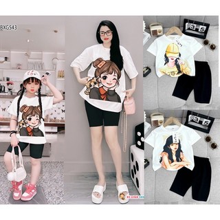 Size đại 8-28kg: bộ bé gái quần legging in hình cô gái siêu kute - bcgql