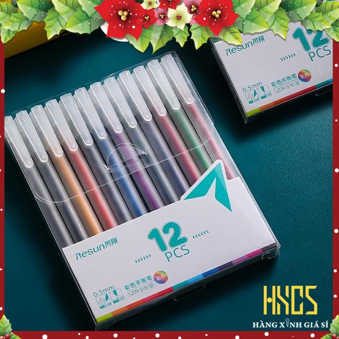 Hộp 12 bút Gel trang trí Resun bullet journal nhiều màu sắc 0.5mm