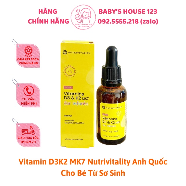 Vitamin D3K2 MK7 của Anh quốc ( D3K2 / D3&amp;K2 MK7 )