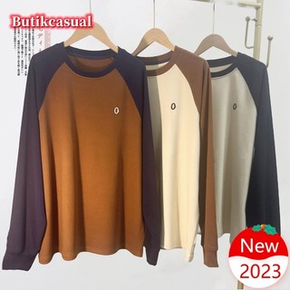 Áo sweater raglan Dáng Rộng Dày Dặn Giữ Ấm Thời Trang Thu Đông 2023 plus size Cho Nữ