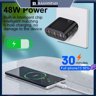 Củ Sạc Nhanh 48W 6 Cổng USB Cho IPhone Android Tablet PC Mobile
