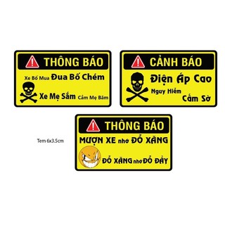 Tem cảnh báo dán xe máy giá 1 tem