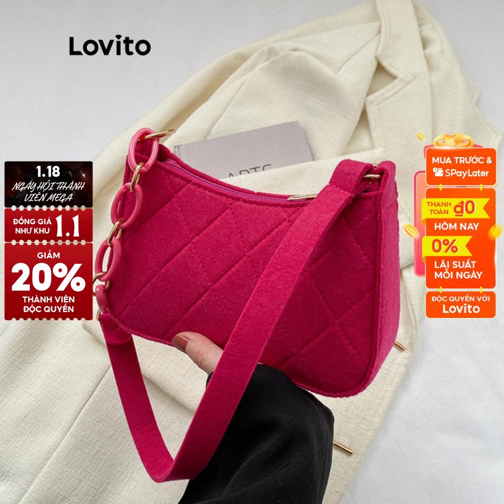 Túi xinh xách nữ đeo vai nhỏ Lovito phối chuỗi màu trơn thường ngày cho nữ LNA09129 