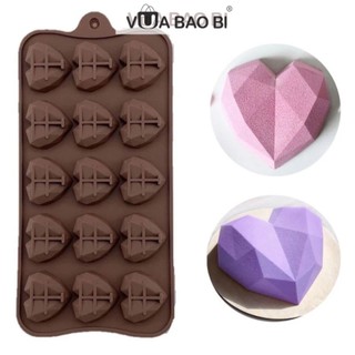 Khuôn nhựa silicon làm chocolate cao cấp, khuôn làm socola handmade bonbon hình trái tim, kim cương