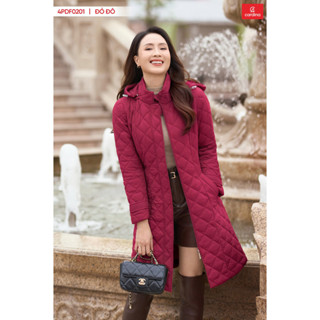  4PDF02 Áo phao nữ  trần trám CARDINA dáng dài chất liệu bông sinh nhiệt mang lại hiệu quả giữ ấm tối ưu 4PDF02 