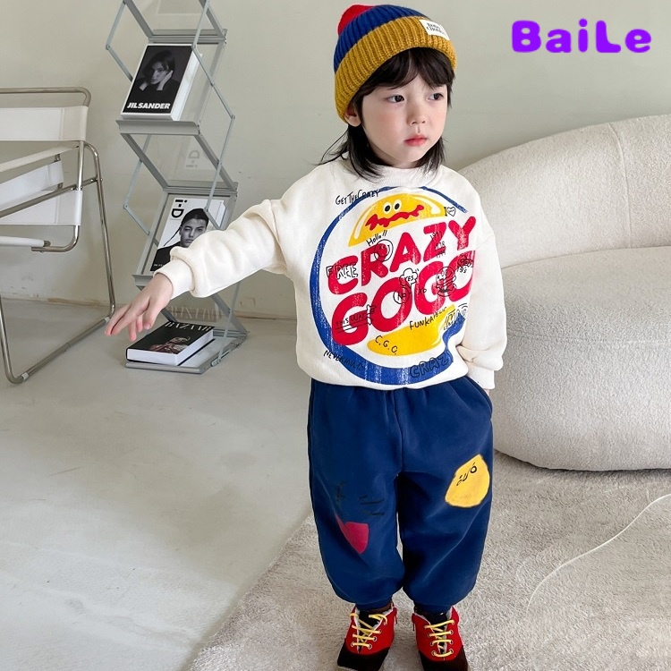 Set Đồ Thể Thao Hai Món Gồm Áo Khoác Dày Phong Cách Đường Phố Mới Mùa Thu Đông Cho Bé Trai Và Bé Gái