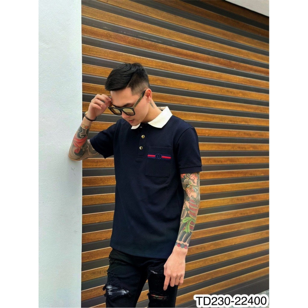 Áo polo nam G.C túi thêu logo siêu đẹp - Áo polo nam cotton be basic hot hit