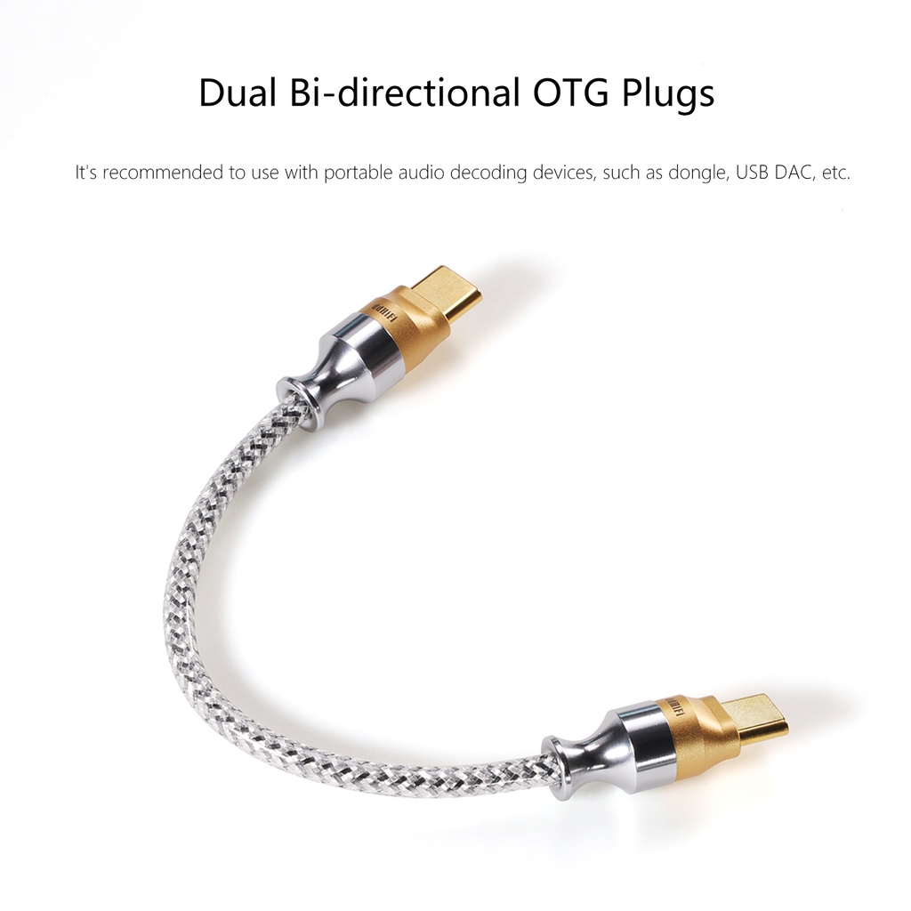 DD ddHiFi TC07S Nyx Series Silver TypeC HiFi Audiophile USB OTG Cable with Litz Silver Plated over LCOFC Shielding