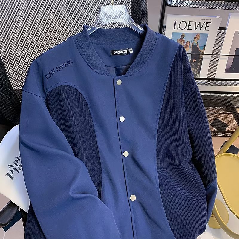 Áo Khoác Bóng Chày Vải Nhung Kẻ Thời Trang Cho Cặp Đôi